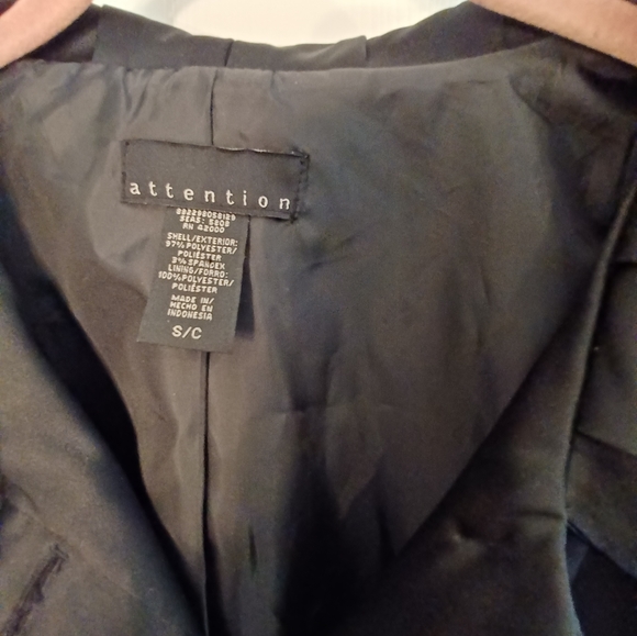 Black satin vintage Attention cropped jacket small - Picture 6 of 7